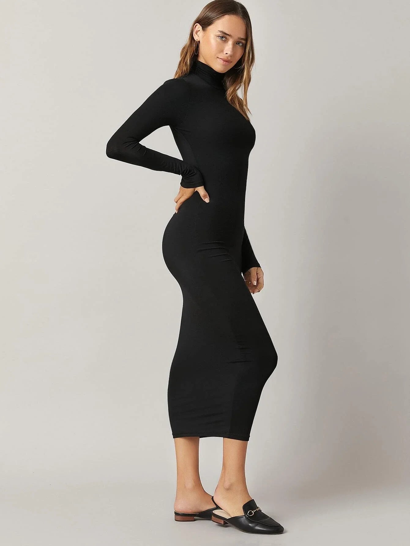 SHEIN High Neck Solid Bodycon Dress