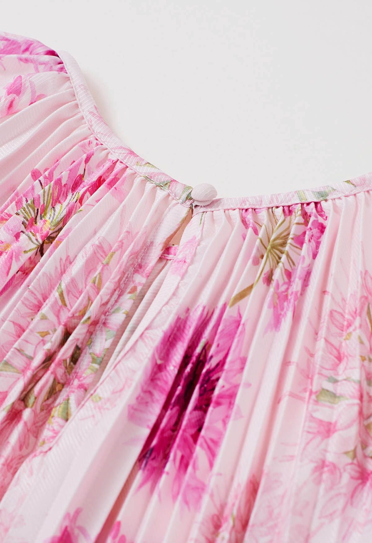 Floral Pleated Dress With Belt