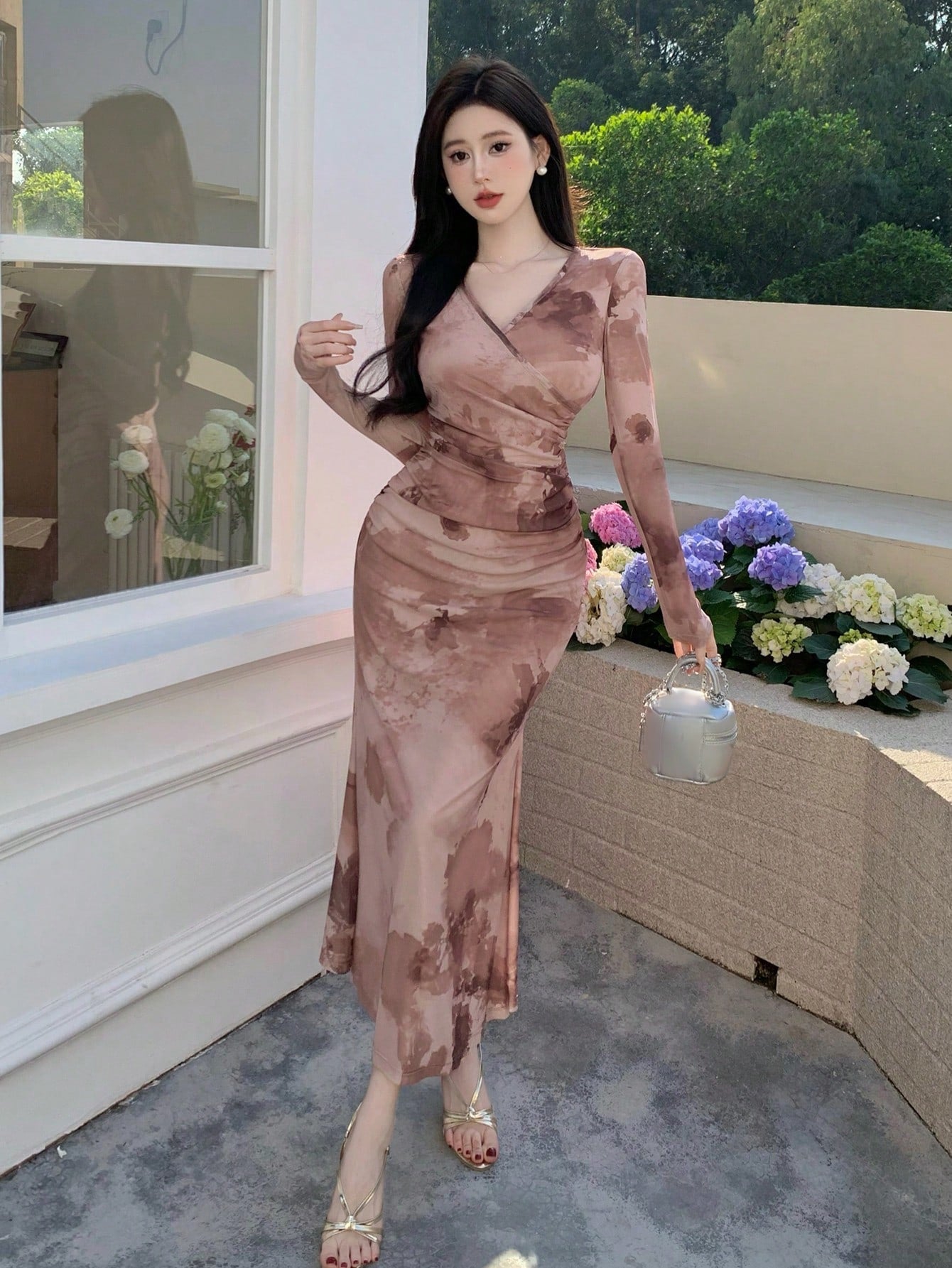 SHEIN DAZY Ombré Wrap Design Long Maxi Dress
