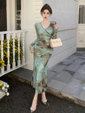 SHEIN DAZY Ombré Wrap Design Long Maxi Dress