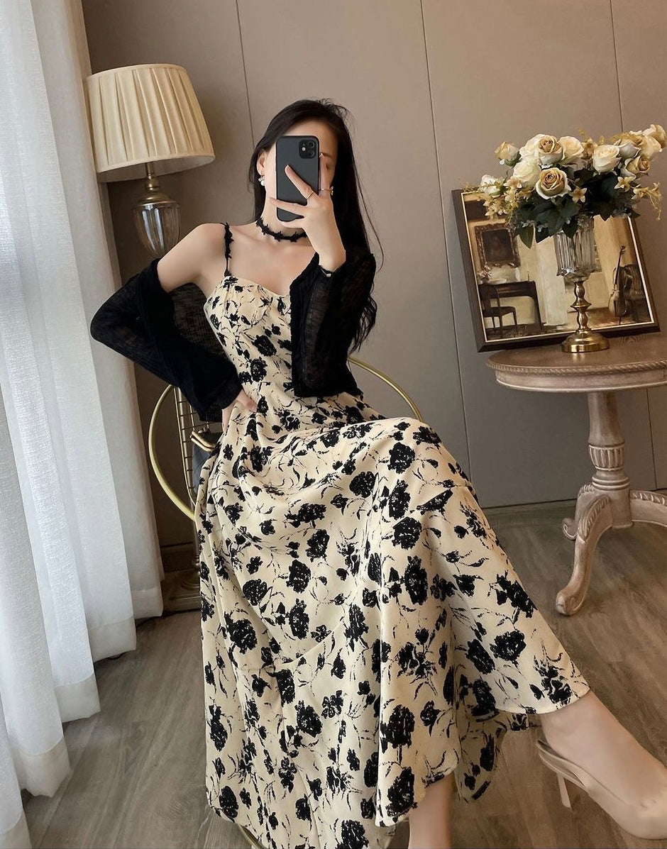 Floral Spaghetti Strap Dress & Cardigan Set