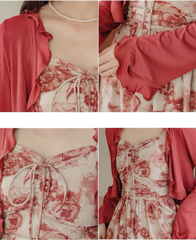 Floral Cami Dress & Cardigan Set
