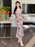 SHEIN DAZY Ombré Wrap Design Long Maxi Dress