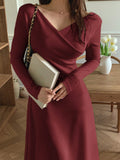 Solid Wrap Long Dress