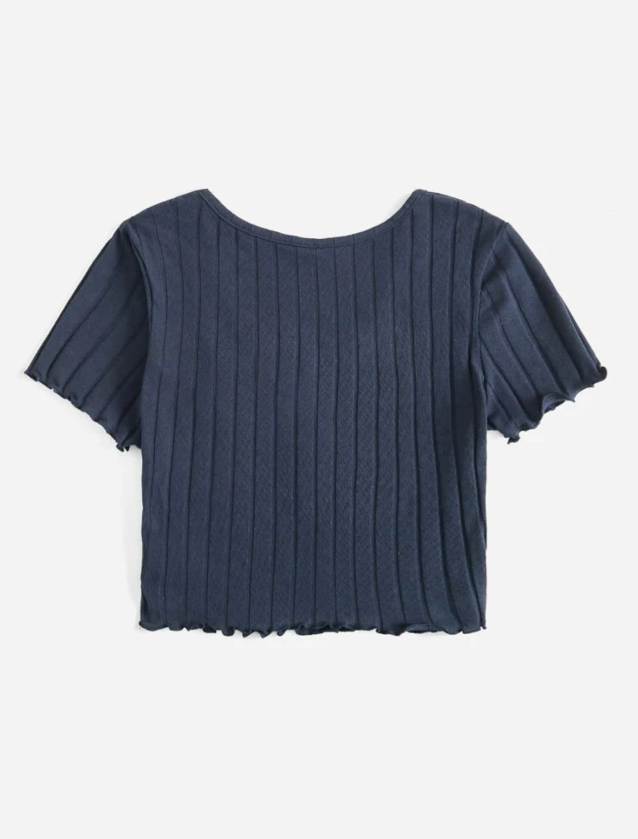 SHEIN EZwear Button Up Rib-Knit Crop Top