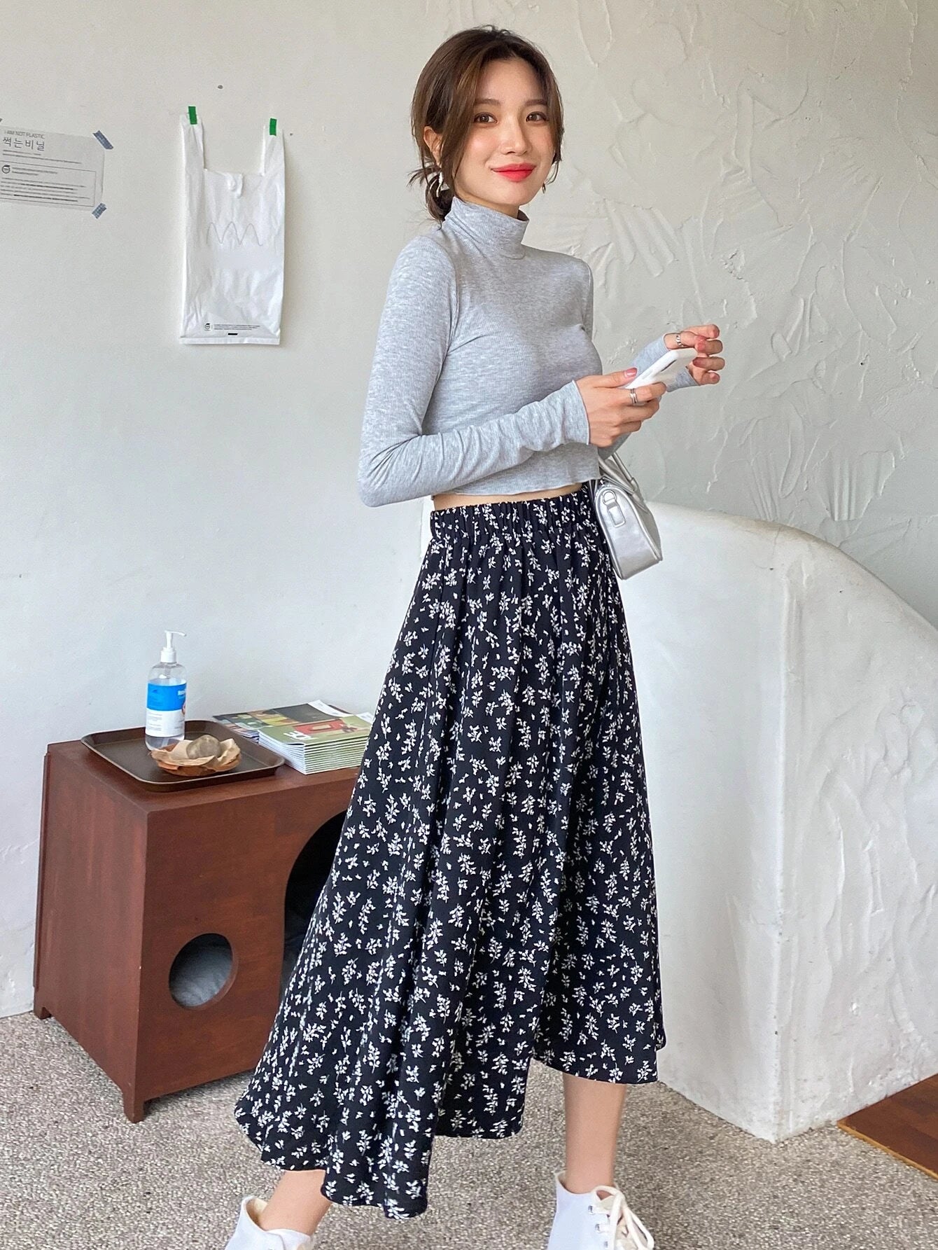 SHEIN DAZY High Waist Ditsy Floral Skirt