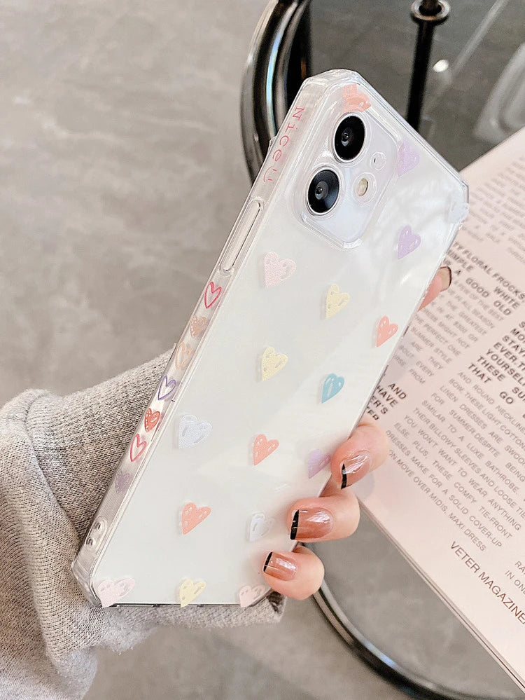 SHEIN Heart Pattern Clear Phone Case