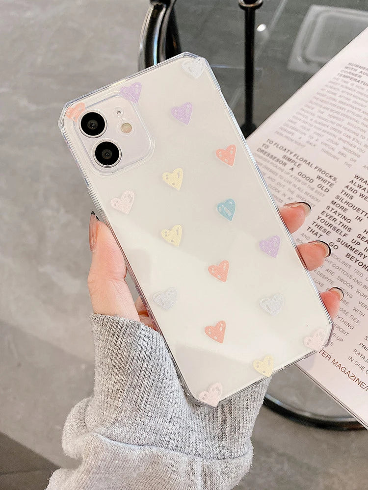 SHEIN Heart Pattern Clear Phone Case