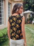SHEIN Floral Keyhole Neck Scallop Trim Top