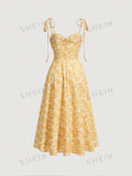 SHEIN MOD Allover Floral Print Tie Shoulder Cami Dress