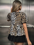 SHEIN Leopard Print Tie Front Top