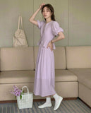 Buttoned Peplum Top & Skirt Set