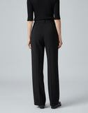 Solid Wide Leg Pants - Black