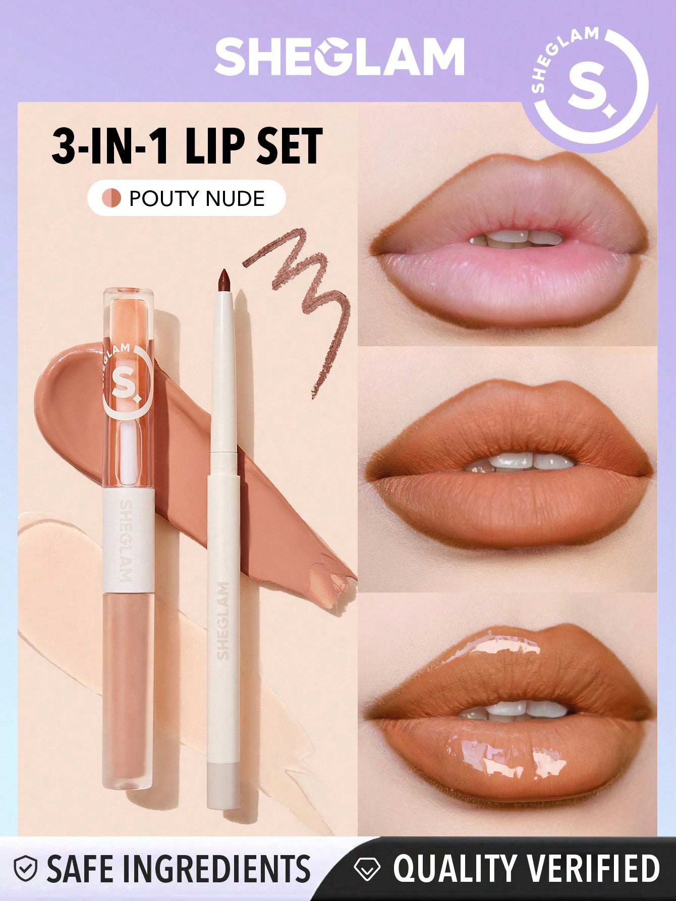 SHEGLAM Soft 90'S Glam Lip Liner And Lip Duo Set