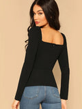 SHEIN Sweetheart Neck Puff Sleeve Wrap Top