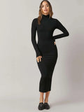 SHEIN High Neck Solid Bodycon Dress