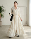 Solid Tiered Shirt-Dress - Cream