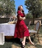 Solid Frill Trim Dress