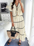 Contrast Scallop Detail Top & Skirt Set