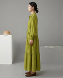 Solid Tiered Shirt-Dress - Green