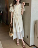 Buttoned Peplum Top & Skirt Set