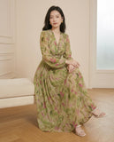 Botanical Print Chiffon Dress