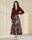 Wrap Blouse & Floral Skirt Set