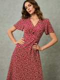 V-Neck Ditsy Floral Long Dress