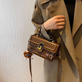 Toggle Switch Satchel Bag - Brown
