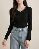 V-Neck Rib-Knit Tee