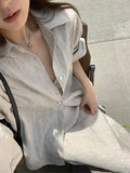 Solid Button Down Shirt & Skirt Set