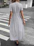 SHEIN Striped Drawstring Waist Dress