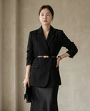 Solid Blazer & Belt