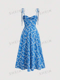 SHEIN MOD Allover Floral Print Tie Shoulder Cami Dress