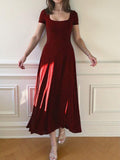 Solid Ruched Waist Dress