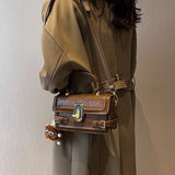 Toggle Switch Satchel Bag - Brown