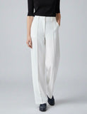 Solid Wide Leg Pants - White