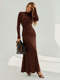 Solid Asymmetric Ruched Dress