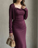 Solid Cami Dress & Shrug Set