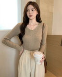 V-Neck Rib-Knit Tee