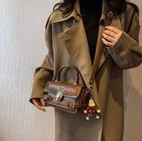 Toggle Switch Satchel Bag - Brown