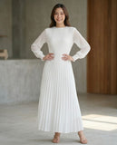 Pierre Solid Pleated Dress