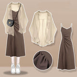 Solid Dress & Button Down Shirt Set