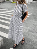 SHEIN Striped Drawstring Waist Dress