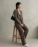 Solid Blazer & Pants Set