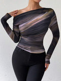 Marble Ombre Print Top - Grey