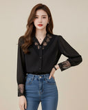 Lace Panel Buttoned Blouse
