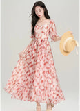 Floral Sweetheart Neck Puff Sleeve Dress