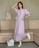 Buttoned Peplum Top & Skirt Set
