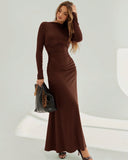Solid Asymmetric Ruched Dress